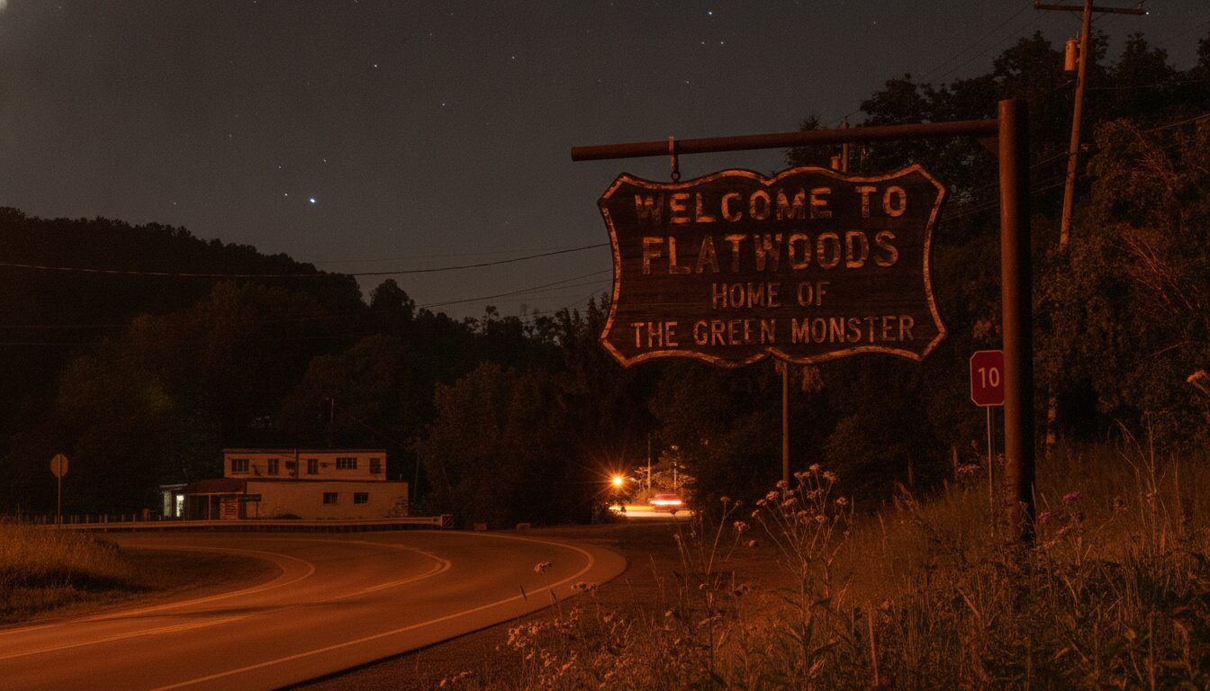 The sign at the edge of town now.