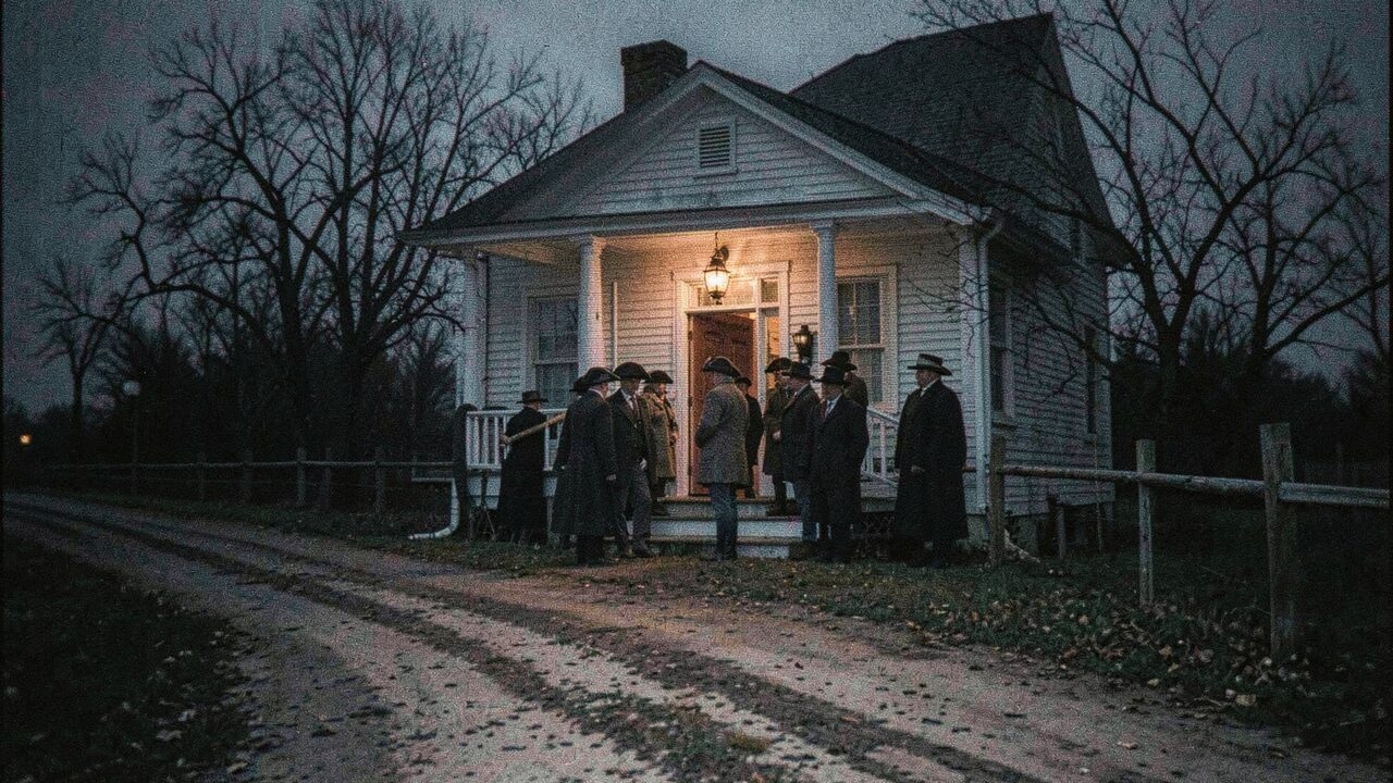 A colonial meeting hall at night, where the vote was taken in a decent manner.