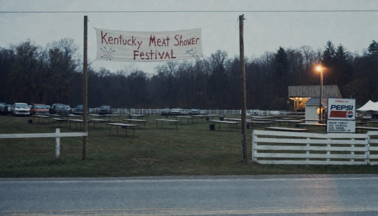 The 150th-anniversary festival ground. The historical record now has a banner and folding tables.