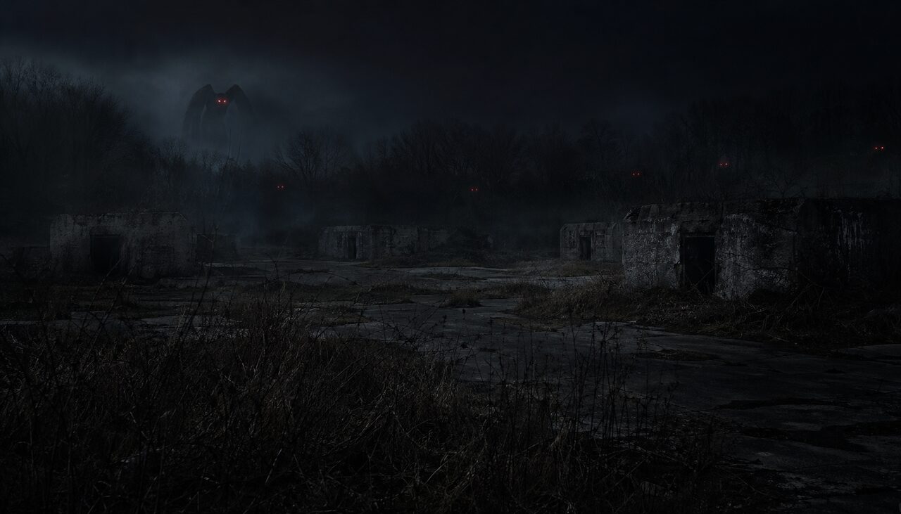 The abandoned TNT area outside Point Pleasant — concrete bunkers, low fog, and the dark that teenagers preferred.