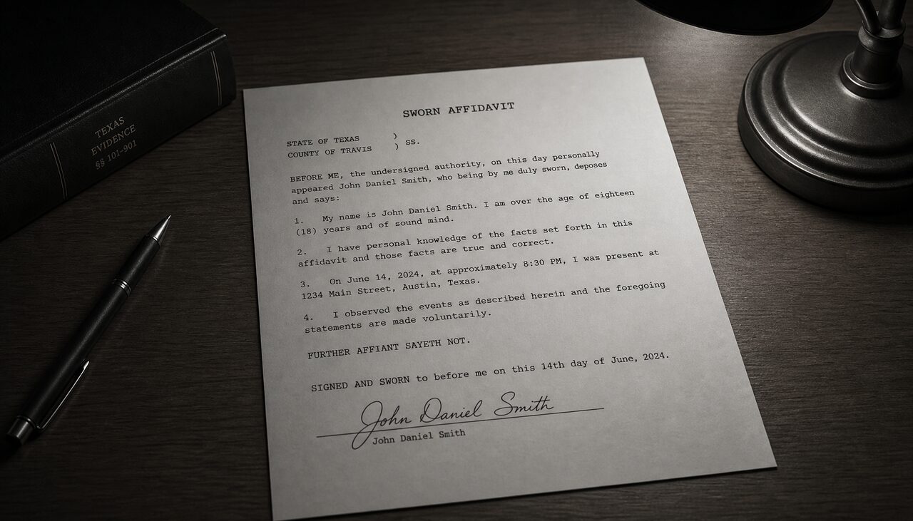 A sworn statement, signed at the bottom by a man remembering something thirty years gone.