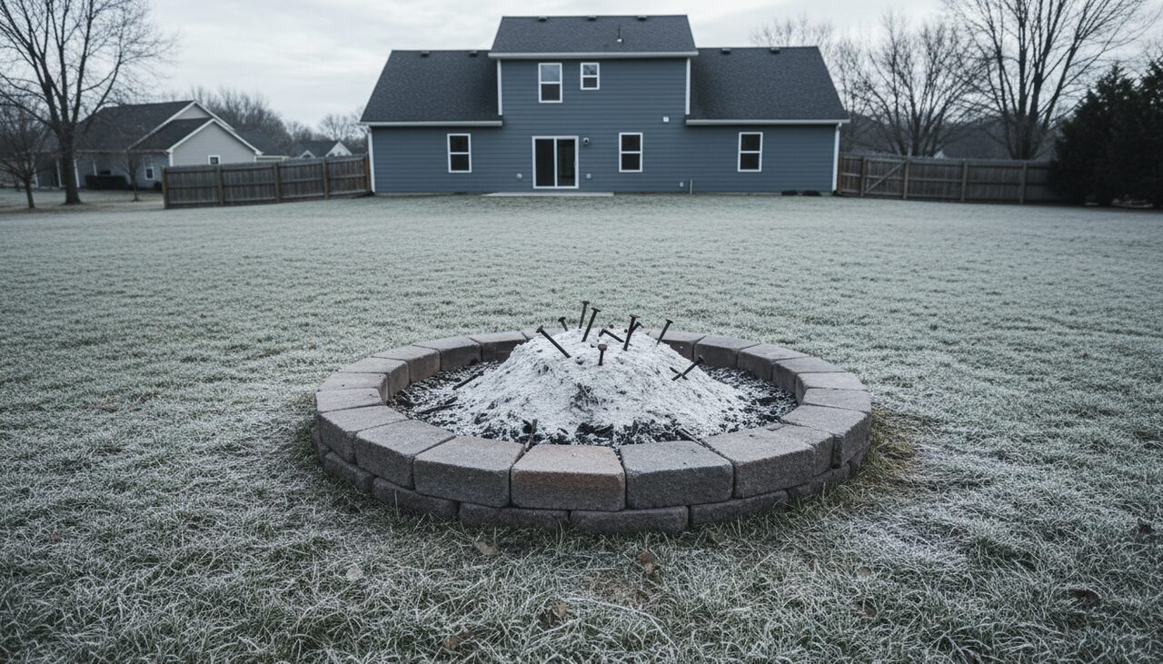 A cold fire pit, ash and a few blackened nails on frosted grass. As far as the record shows, the last physical trace.