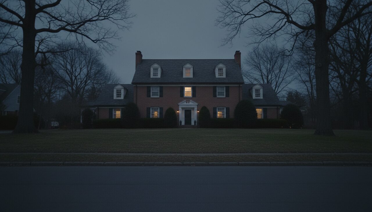 657 Boulevard at dusk, one upstairs window faintly lit, the street empty. The letters stopped. No one was ever charged.