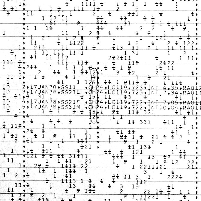 January 1978: the same shape, fainter, with a pen oval already round it. The document sat in the archive for forty-six years before anyone went back to it.