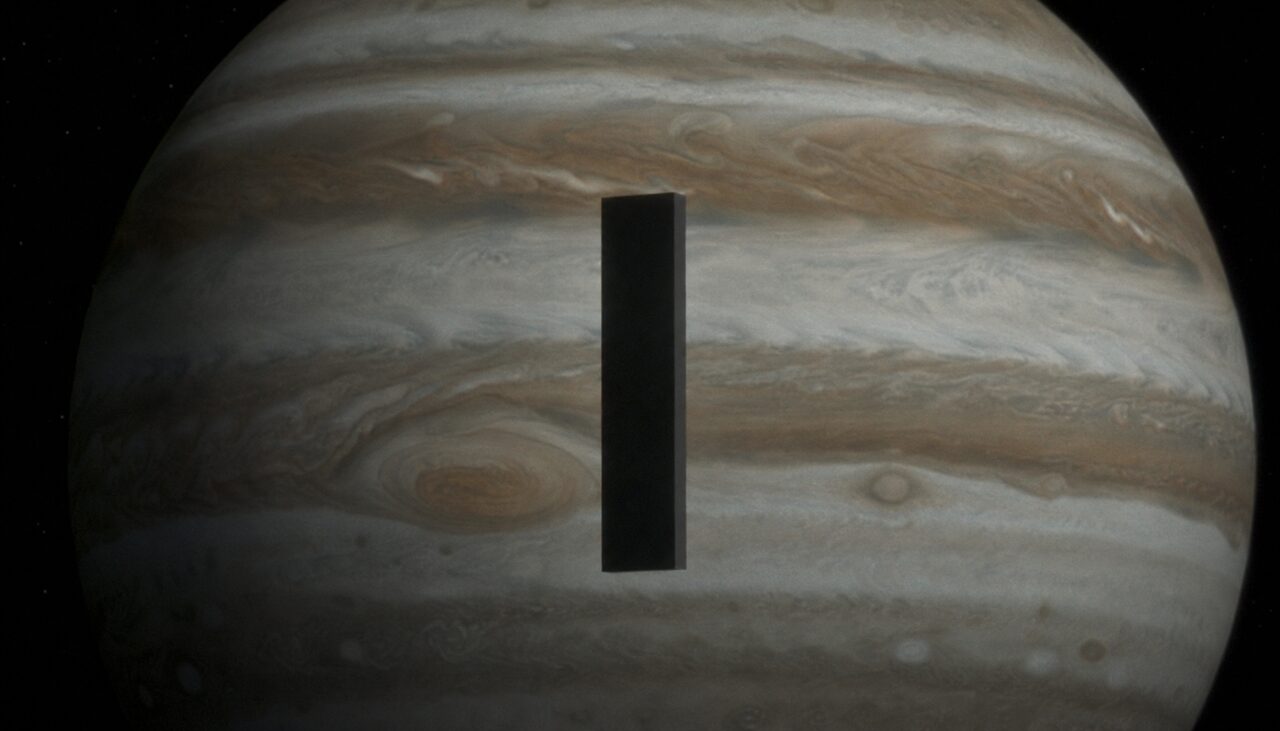 The monolith, near Jupiter. The film says nothing further, and neither does the tile.